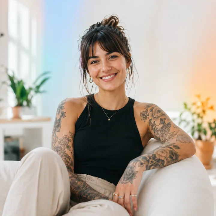 Woman with floral tattoo sleeves, representing New York tattoo styles